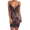 Summer Women Dresses Lady Gold Black Backless Sexy Vestidos Deep V Neck Sequin Party Dress Harness New Arrival Short Dress