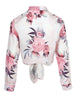 Summer Women Daily Wear Tops Blouse Stand Collar Work Wear Elegant Floral Print Long Sleeve Button Down Shirt