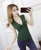 Summer Women Fashion Slim Deep V-neck Knitting Tank Tops Girls Knitted Camisole Solid Sleeveless Tee shirts BH8848