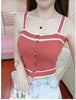 Summer Women Fashion Slim Knitting Lace Up Tank Crop Tops Girls Knitted Camisole Solid Sleeveless Tee shirts Cropped Camis Tops