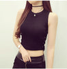Summer Women Fashion Slim Knitting Lace Up Tank Crop Tops Girls Knitted Camisole Solid Sleeveless Tee shirts Cropped Camis Tops