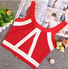 Summer Women Fashion Slim Knitting Tank Crop Tops Female Bodycon Knitted Camisole Sleeveless Short Geometric T shirts 8201