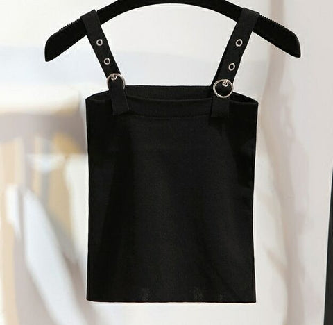Summer Women Fashion Slim Knitting Tank Crop Tops Girls Knitted Camisole Solid Tee shirts Camis Tops With Adjustable Straps