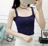 Summer Women Fashion Slim Knitting Tank Crop Tops With Bow Straps Female Knitted Camisole Sleeveless Short T shirts JH716