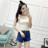 Summer Women Fashion Slim Knitting Tank Crop Tops With Bow Straps Female Knitted Camisole Sleeveless Short T shirts JH716