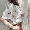 Summer Women Floral Shirt Short Sleeve Retro French Style Single Breast Ladies Tops Blouses