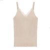 Summer Women Knitting Solid Camis Tops Sleeveless Tee shirts Girls Solid Tops Knitwear Patch Lace Neck Edge JH600