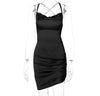 Summer Women Ladies Hollow Back Lace Up Cross Bandage Sexy Mini Strap Party Dress