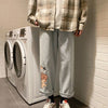 Summer Women Long Trousers Cowboy Female Loose Denim Pants Cute Cartoon Cat Jeans Streetwear Anime Print Harajuku Kawaii Jeans