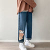 Summer Women Long Trousers Cowboy Female Loose Denim Pants Cute Cartoon Cat Jeans Streetwear Anime Print Harajuku Kawaii Jeans