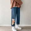 Summer Women Long Trousers Cowboy Female Loose Denim Pants Cute Cartoon Cat Jeans Streetwear Anime Print Harajuku Kawaii Jeans