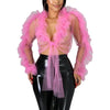 Summer Women Mesh Sheer Blouse Sexy See-through Long Sleeve Bowknot Tops Transparent Solid Shirts Female Blusas