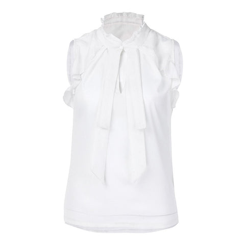Summer Women Sexy Chiffon Ruffles Bandage Sleeveless Blouse Pullover Tops Shirt Women Tank Top Streetwear poleras mujer 2022