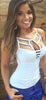 Summer Women Sexy Tank Tops Ladies Summer Casual Sleeveless Bandage Hollow Out Slim Vest T-shirt Camis Gilet Size S-L