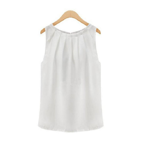 Summer Women Sleeveless Chiffon Tank Top Office Style Tank Top Tropical Tops Vest Casual Top S-XL