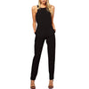 Summer Women Sleeveless Jumpsuit Casual Solid Bodysuit Crew Neck Long Playsuits Jumpsuits H9