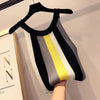 Summer Women Slim Knit Cropped Tank Tops Female Knitted Camis Sleeveless Rainbow Shirts Crop Tops