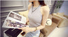 Summer Women Slim Knitting Halter Off-shoulder Tank Crop Tops Female Bodycon Knitted Camisole Sleeveless Short Tee shirts 612