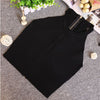 Summer Women Slim Knitting Halter Off-shoulder Tank Crop Tops Female Bodycon Knitted Camisole Sleeveless Short Tee shirts 612
