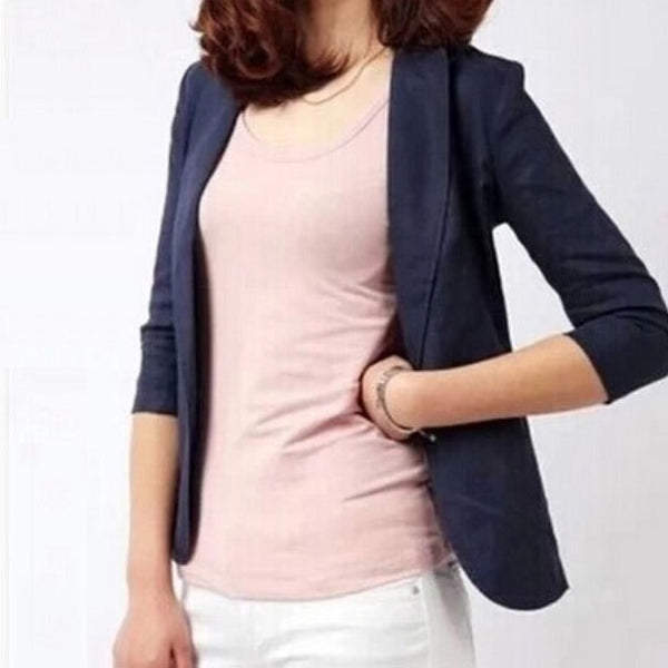 Summer Women Slim Linen Blazer Coat 2022 Plus Size 3XL Casual Short Jacket Tops One Button Suit Lady Blazers Work Wear  LX139