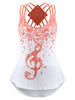 Summer Women Tanks tops O Neck Sleeveless Back Criss Cross Elastic Tops Musical Note Asymmetric Basic Casual Shirts tops