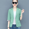Summer Women Thin Blazer Jacket 2023 Korean Single Button 3/4 Sleeve Short Jacket Coat Lady Office Blazers Outerwear 3XL