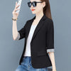 Summer Women Thin Blazer Jacket 2023 Korean Single Button 3/4 Sleeve Short Jacket Coat Lady Office Blazers Outerwear 3XL