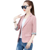 Summer Women Thin Blazer Jacket 2023 Korean Single Button 3/4 Sleeve Short Jacket Coat Lady Office Blazers Outerwear 3XL