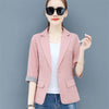 Summer Women Thin Blazer Jacket 2023 Korean Single Button 3/4 Sleeve Short Jacket Coat Lady Office Blazers Outerwear 3XL