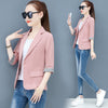 Summer Women Thin Blazer Jacket 2023 Korean Single Button 3/4 Sleeve Short Jacket Coat Lady Office Blazers Outerwear 3XL