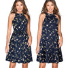 Summer Women Vintage Dot Print Sleeveless Straight Dress Elegant Sleeveless Pleated Party A-line Dress EA096