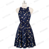 Summer Women Vintage Dot Print Sleeveless Straight Dress Elegant Sleeveless Pleated Party A-line Dress EA096