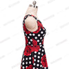 Summer Women Vintage Polka Dot Rose Flower Print Pinup Slim Tunic Elegant Casual Party Special Occasion Swing A-Line Dress EA063