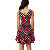 Summer Women Vintage Polka Dot Rose Flower Print Pinup Slim Tunic Elegant Casual Party Special Occasion Swing A-Line Dress EA063