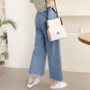 Summer Women Wide Leg Split Denim Pants Tassel Washed Cotton High Waist Leisure Loose Female Nine-Point Jean Femme Blue Cowboy