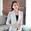 Summer Women's Blazer Jacket Short Slim Three-Quarter Sleeves Ruffled Stitching Chiffon Blazers Office Wear White Balck Tops