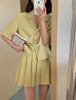 Summer Women's Blazer Skirt Suit Ladies Short Sleeve Jacket + A-Line Pleated Skirt Two-Piece Set Female Business Cloths