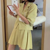 Summer Women's Blazer Skirt Suit Ladies Short Sleeve Jacket + A-Line Pleated Skirt Two-Piece Set Female Business Cloths