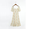 Summer Women's Casual Floral Print Square Neck Short Sleeve Slim Dress