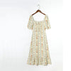 Summer Women's Casual Floral Print Square Neck Short Sleeve Slim Dress