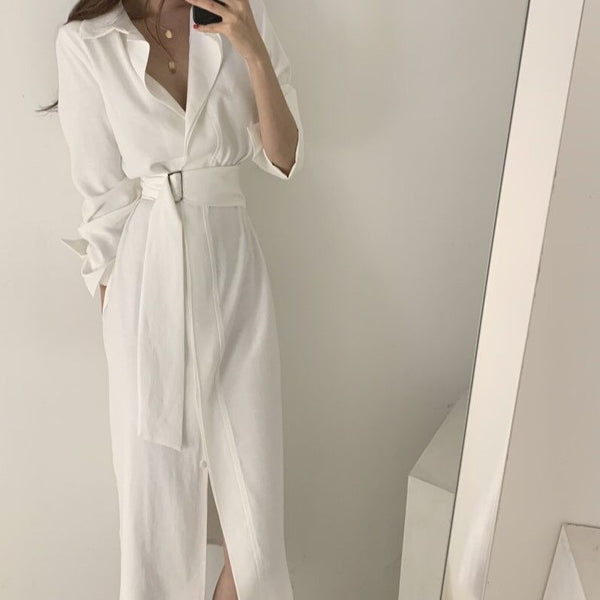 Summer Women's Dress 2022  Shirt Dress Long Evening Female Vintage Maxi White Solid Beach Women Dresses Casual Elegant Prom