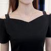 Summer Women's Dress 2022 Vestidos De Mujer Casual  Pure Color Off Shoulder Short Sleeve Knee Length Camisole Dress