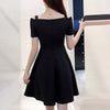 Summer Women's Dress 2022 Vestidos De Mujer Casual  Pure Color Off Shoulder Short Sleeve Knee Length Camisole Dress