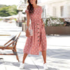 Summer Women's Dresses  O Neck Print Polka Dot Buttons Casual Loose Lace Pocket Woman Short Sleeve Dress 2022 Robe Femme