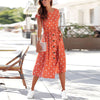 Summer Women's Dresses  O Neck Print Polka Dot Buttons Casual Loose Lace Pocket Woman Short Sleeve Dress 2022 Robe Femme