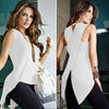 Summer Women's Fashion 2022 Chiffon Shirts Casual O-neck Sleeveless Vest Blouse Elegant Back Asymmetry Tops