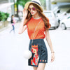 Summer Women's Skirts Suits Red Short Tees And Embroidery Queens Cards Skirts Casual Clothing Sets Woman Tracksuits NS267