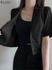 Summer Womens Cotton Blazer ZANZEA Short Sleeve Tops 2023 Female Streetwears Casaul Solid Lapel Neck Office Lady Suits Outwears
