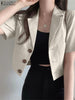 Summer Womens Cotton Blazer ZANZEA Short Sleeve Tops 2023 Female Streetwears Casaul Solid Lapel Neck Office Lady Suits Outwears