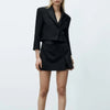 Summer Womens Short Suit Blazer Jacket Cropped Top Coat Long Sleeve Two Piece Set Elegant Outwear Ladies Office Formal Blazer Za